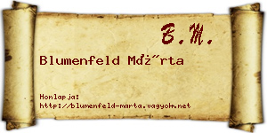 Blumenfeld Márta névjegykártya
